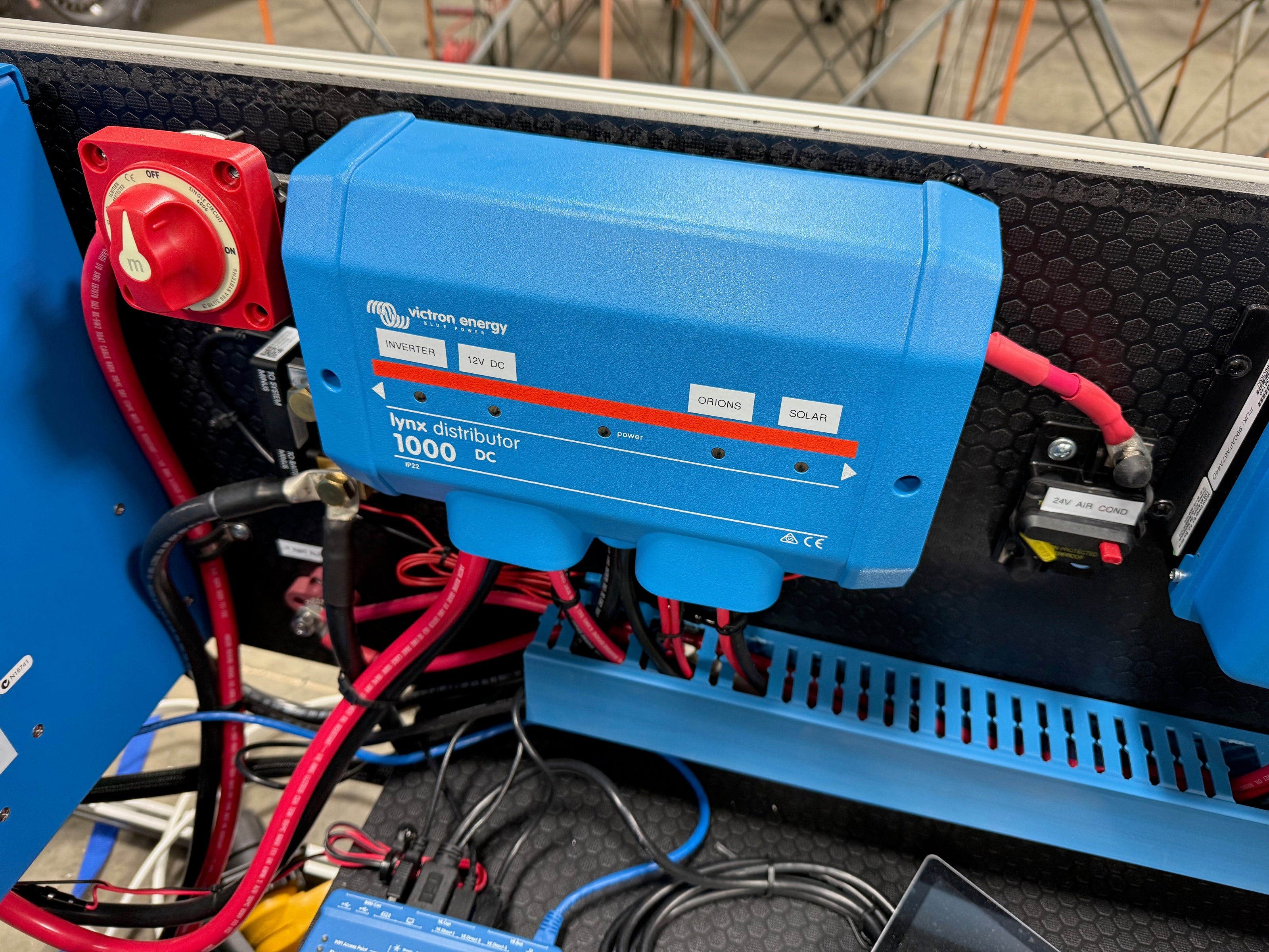 Lynx labeled INVERTER, 12V DC, ORIONS, SOLAR, 24V AIR COND