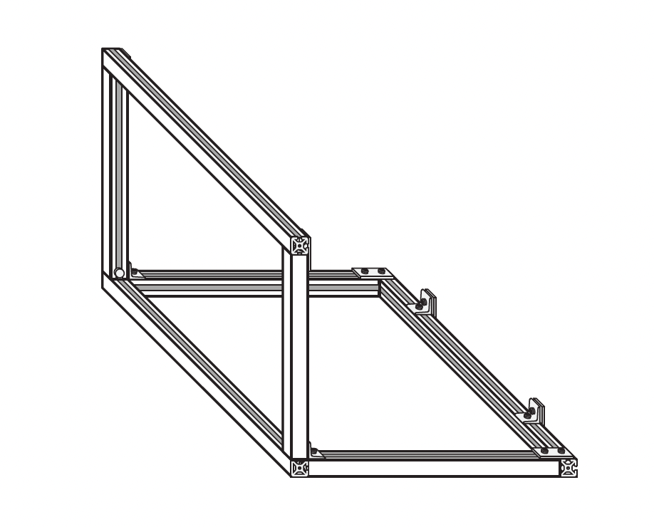 3-in-1 Microwave Cabinet — aluminum extrusion frame (isometric)