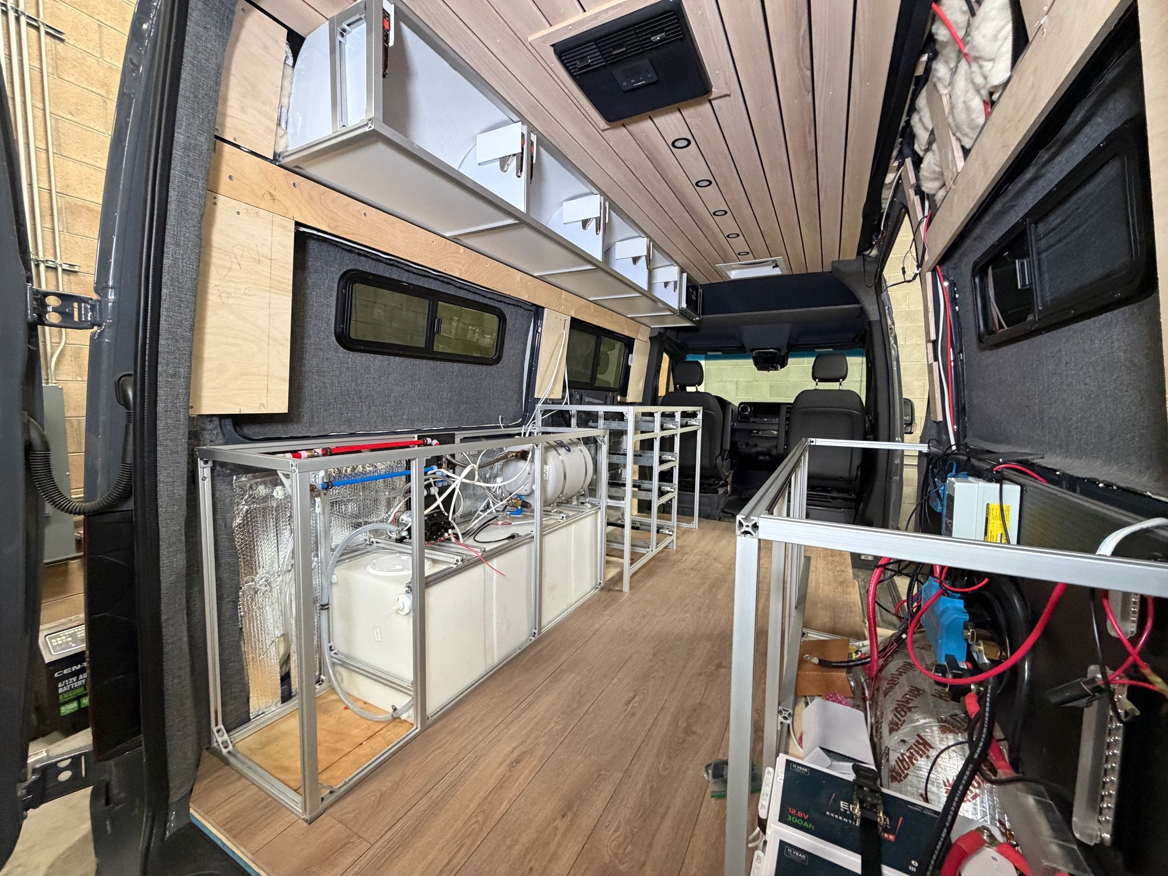 Aluminum cabinet framing in progress