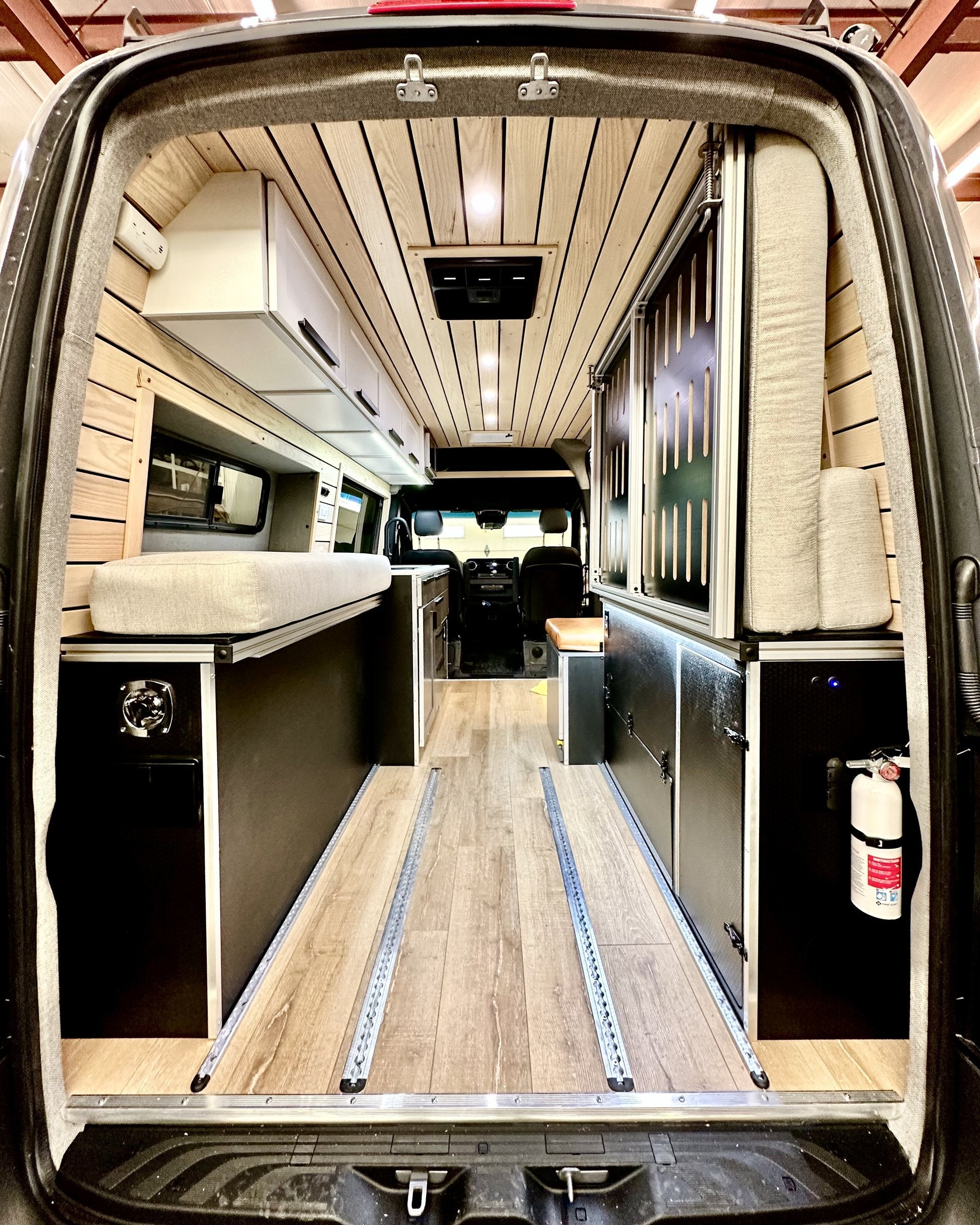 Finished van interior from the rear