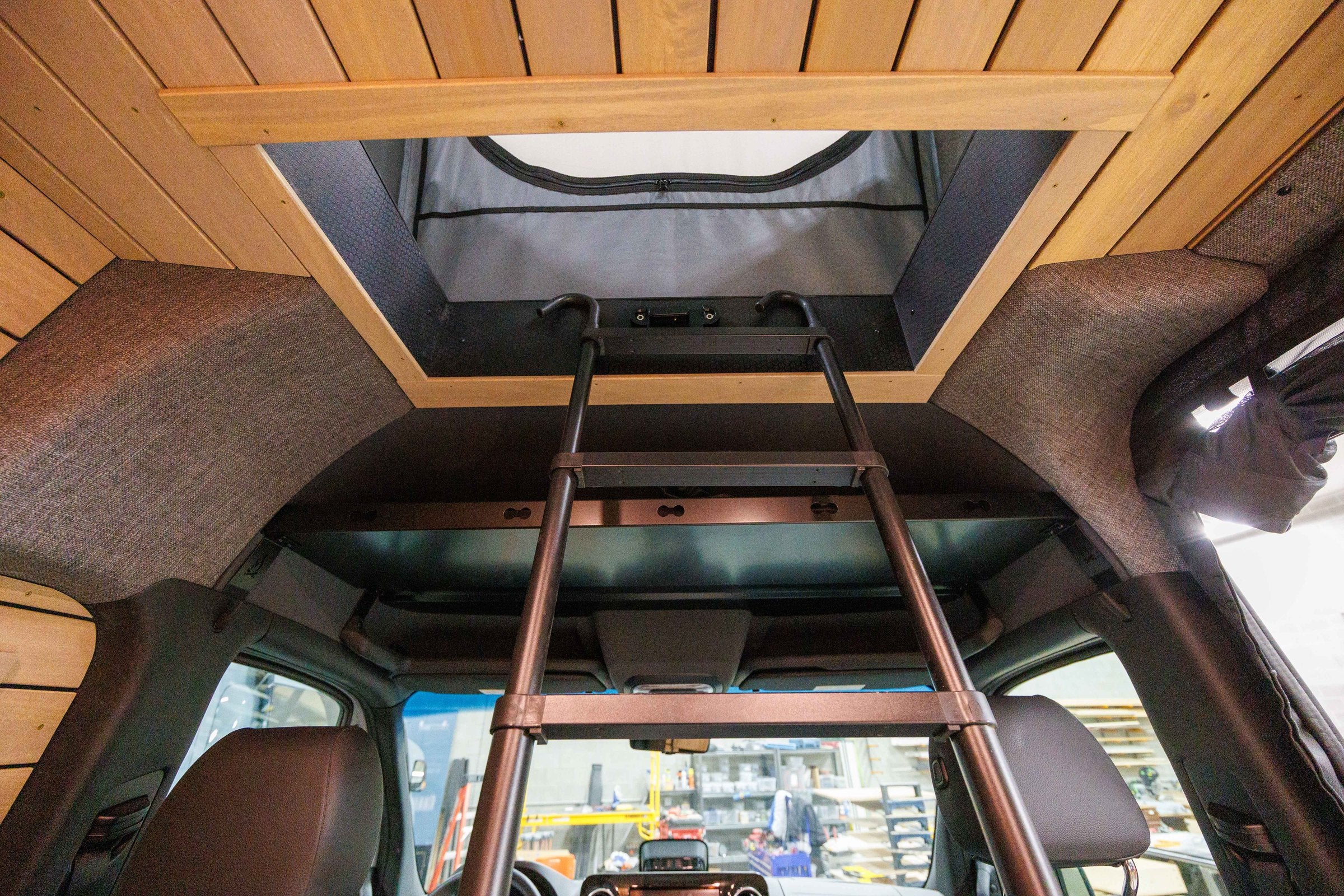 Wood-slat ceiling hatch