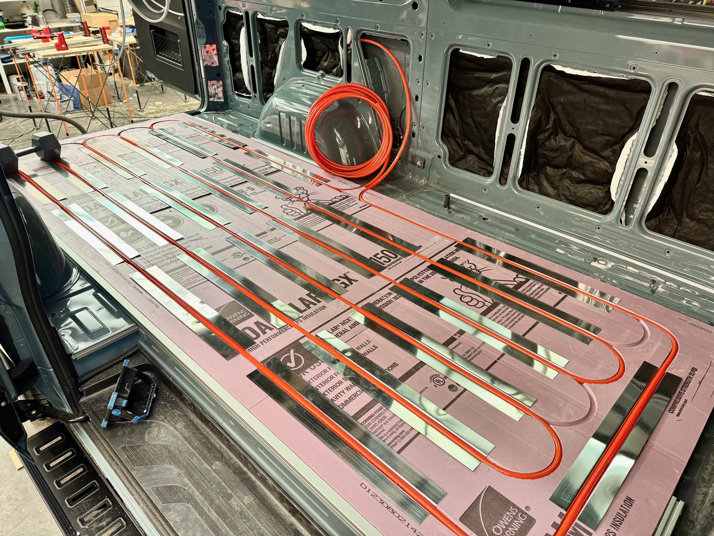 In-floor heat install in progress
